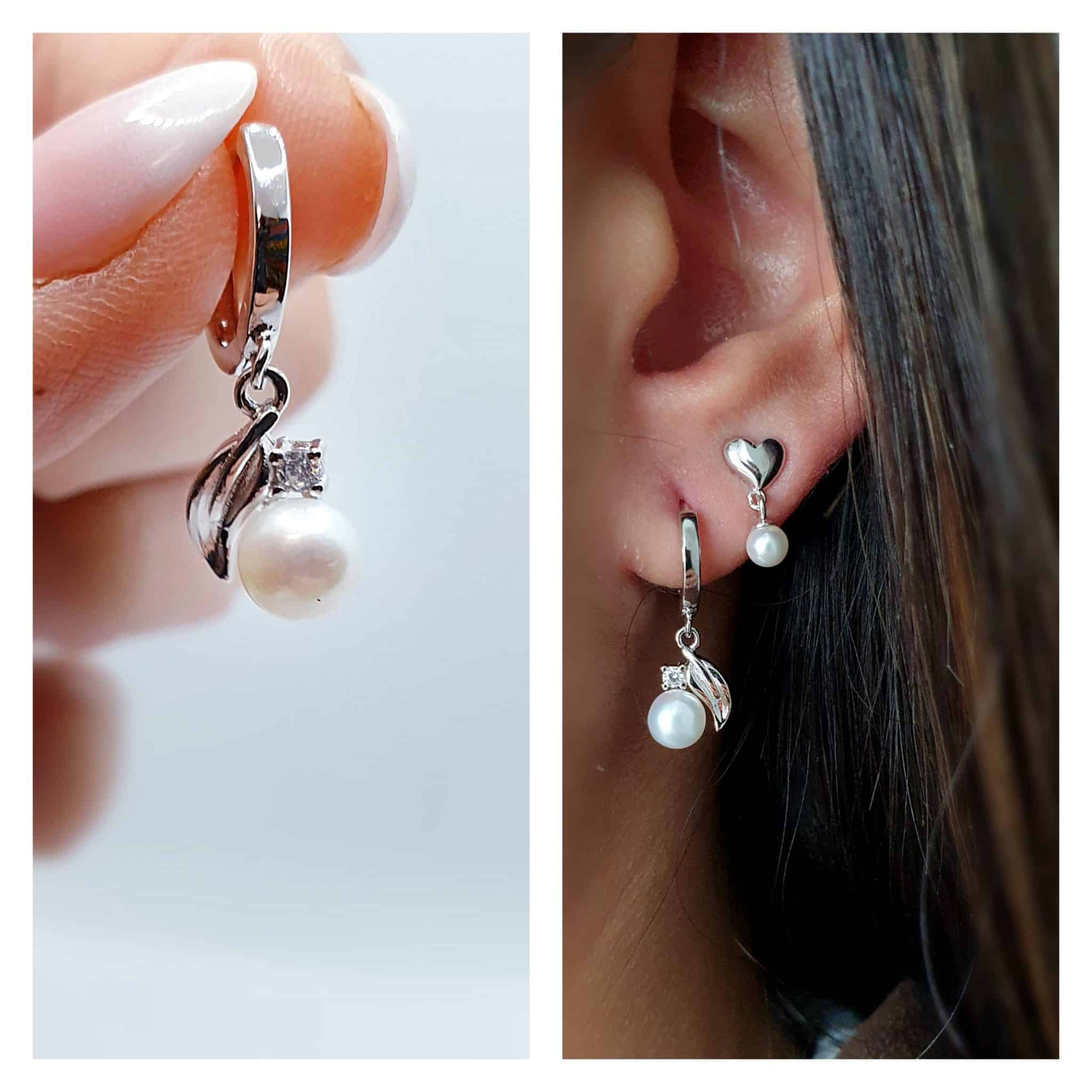 Pendientes Deluxe hoja perla