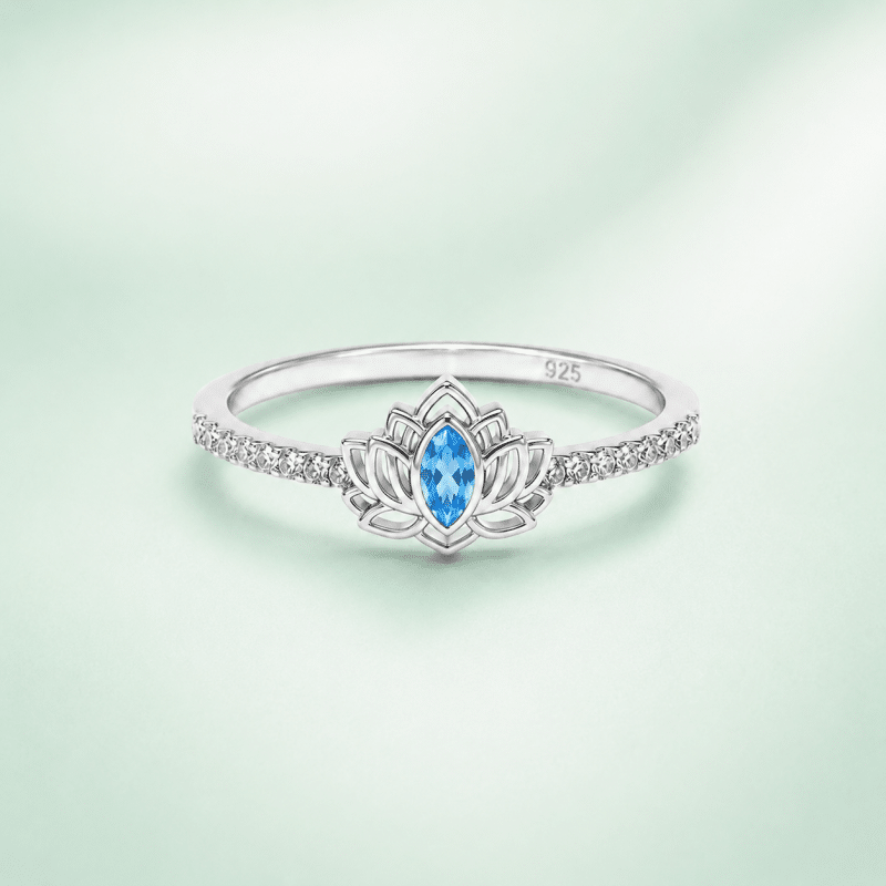 Anillo flor de loto azul