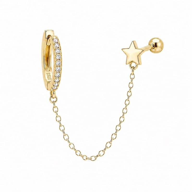 Pendientes cadena estrella oro