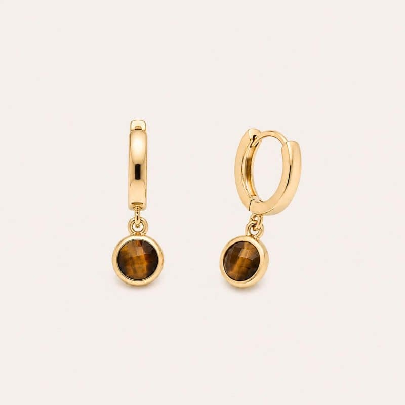 Pendientes ojo de tigre oro