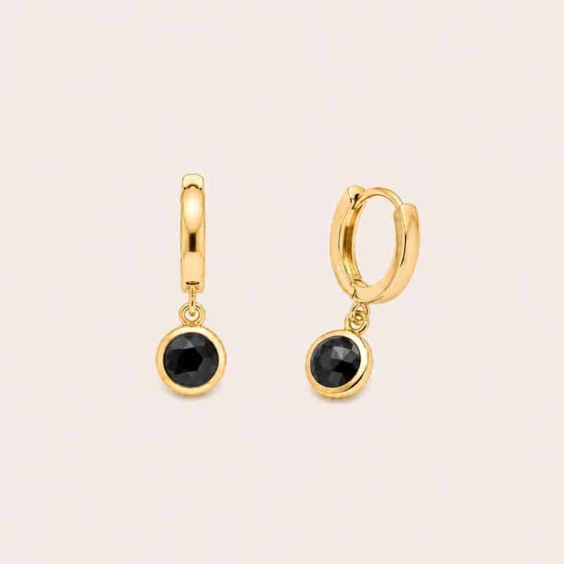 Pendiente Ónix negro oro