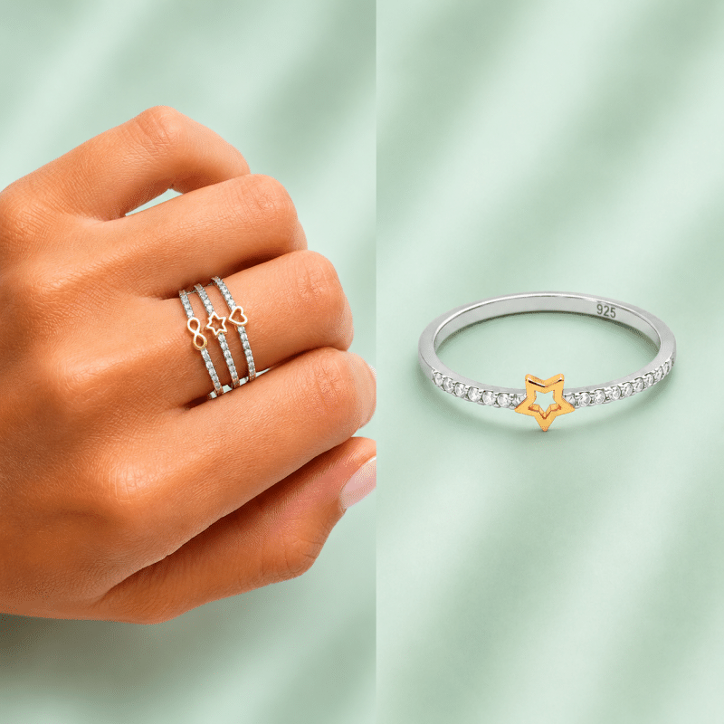 Anillo bicolor estrella