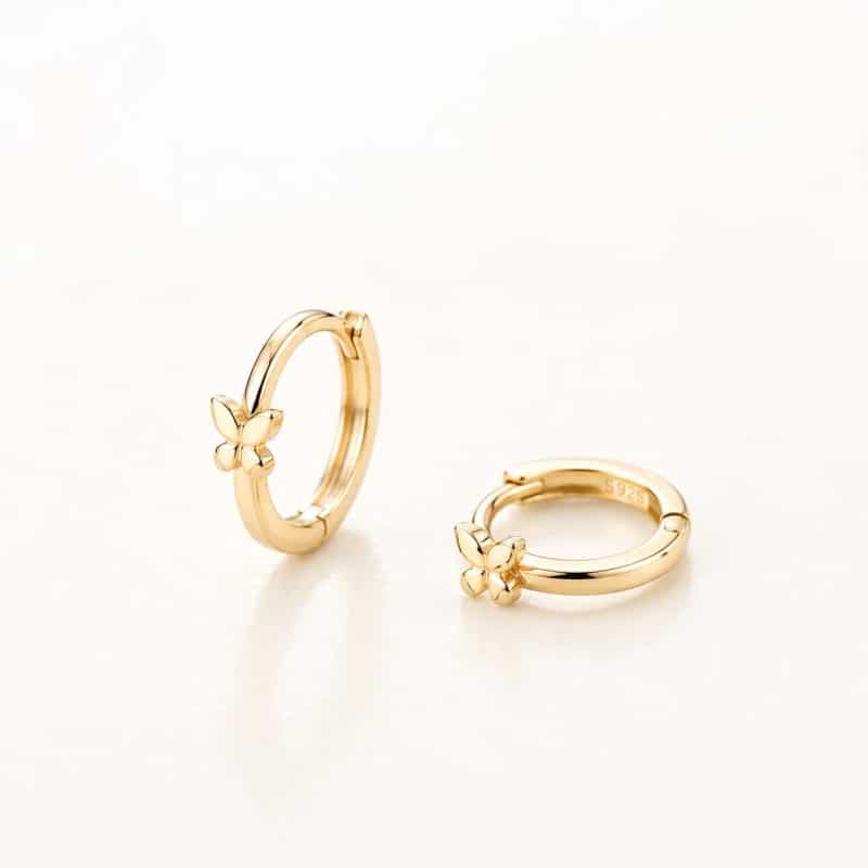 Pendientes aritos mariposa oro