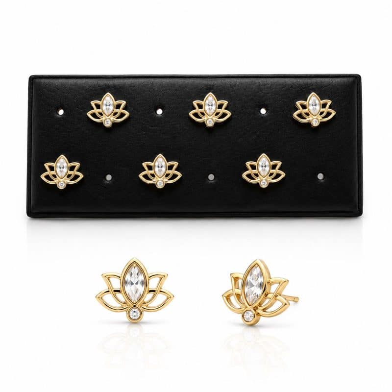 Pendientes flor de loto oro