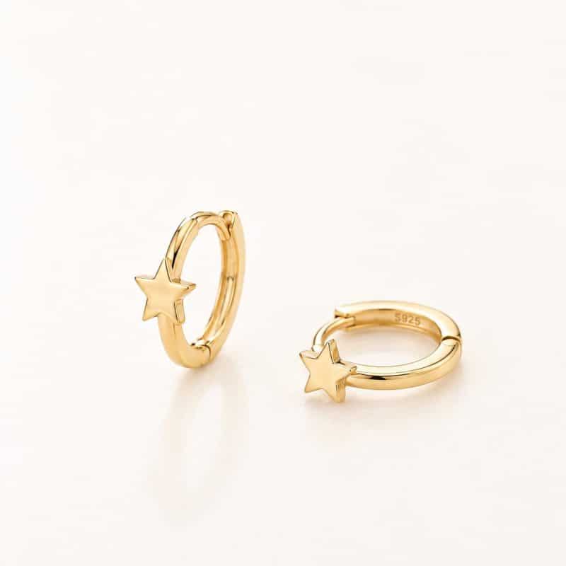 Pendientes aritos estrella oro