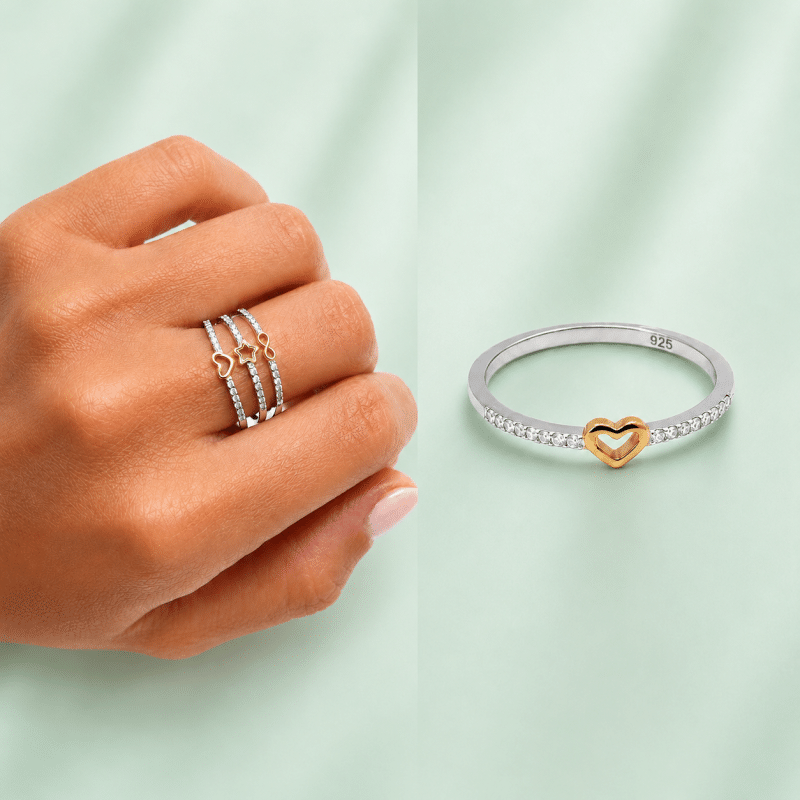 Anillo bicolor corazón