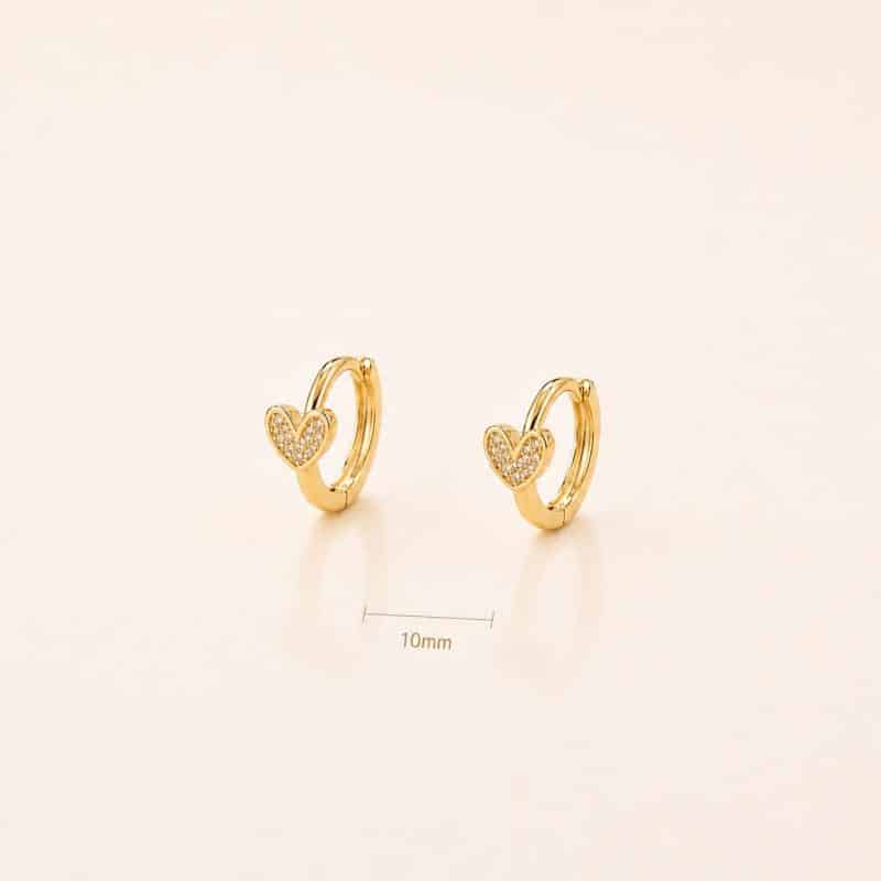 Pendientes aritos corazón oro